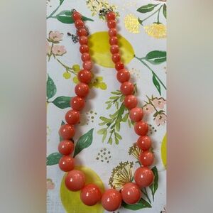 Lucite Coral Beaded Necklace. Vintage.